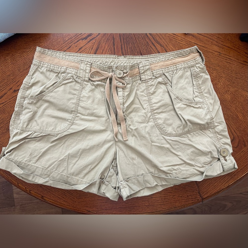 SHORTS 2 pair: Faded Glory size 18. Jean shorts w/embroidered roses &fringe edge
